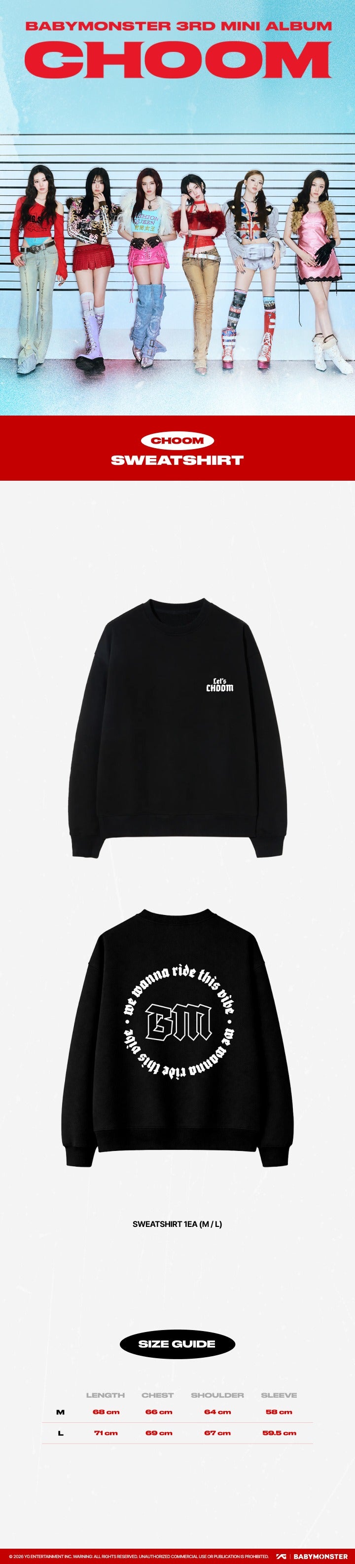 BABYMONSTER - [CHOOM] BABYMONSTER SWEATSHIRT OFFICIAL MD