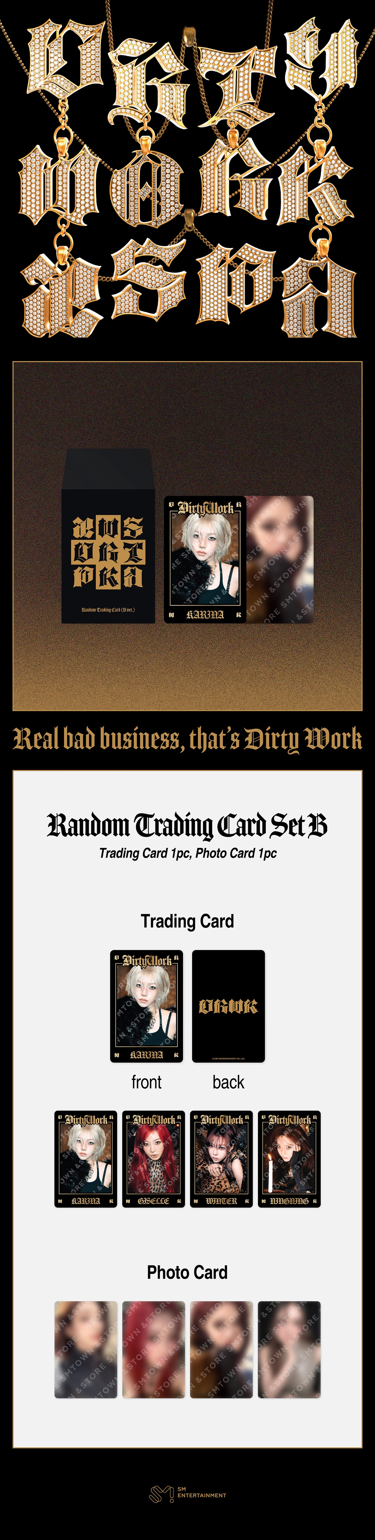 AESPA - RANDOM TRADING CARD SET B VER - DIRTY WORK OFFICIAL MD
