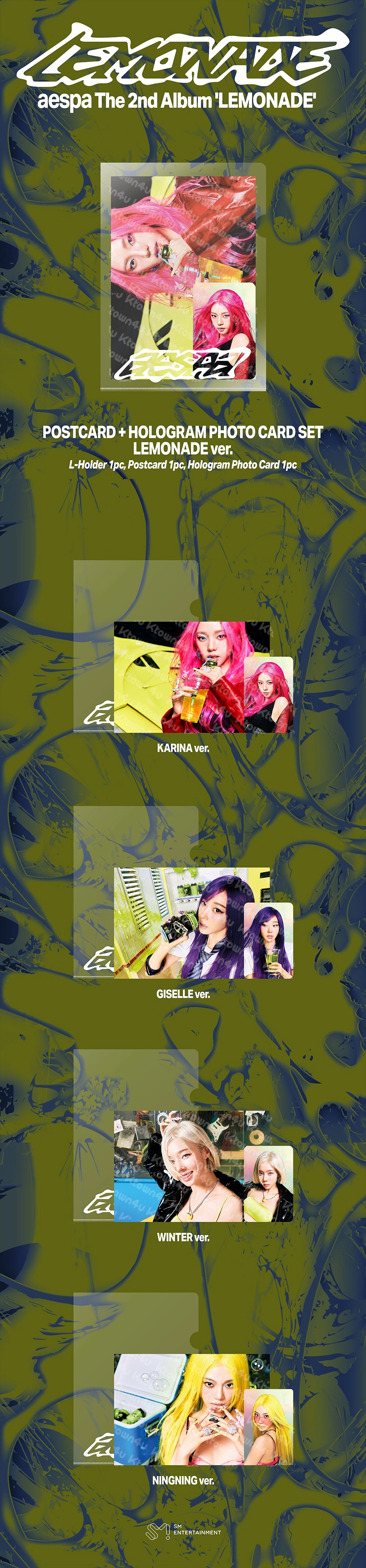AESPA - [AESPA WEEK - MAKE IT LEMONADE MD] POSTCARD + HOLOGRAM PHOTO CARD (LEMONADE Ver)