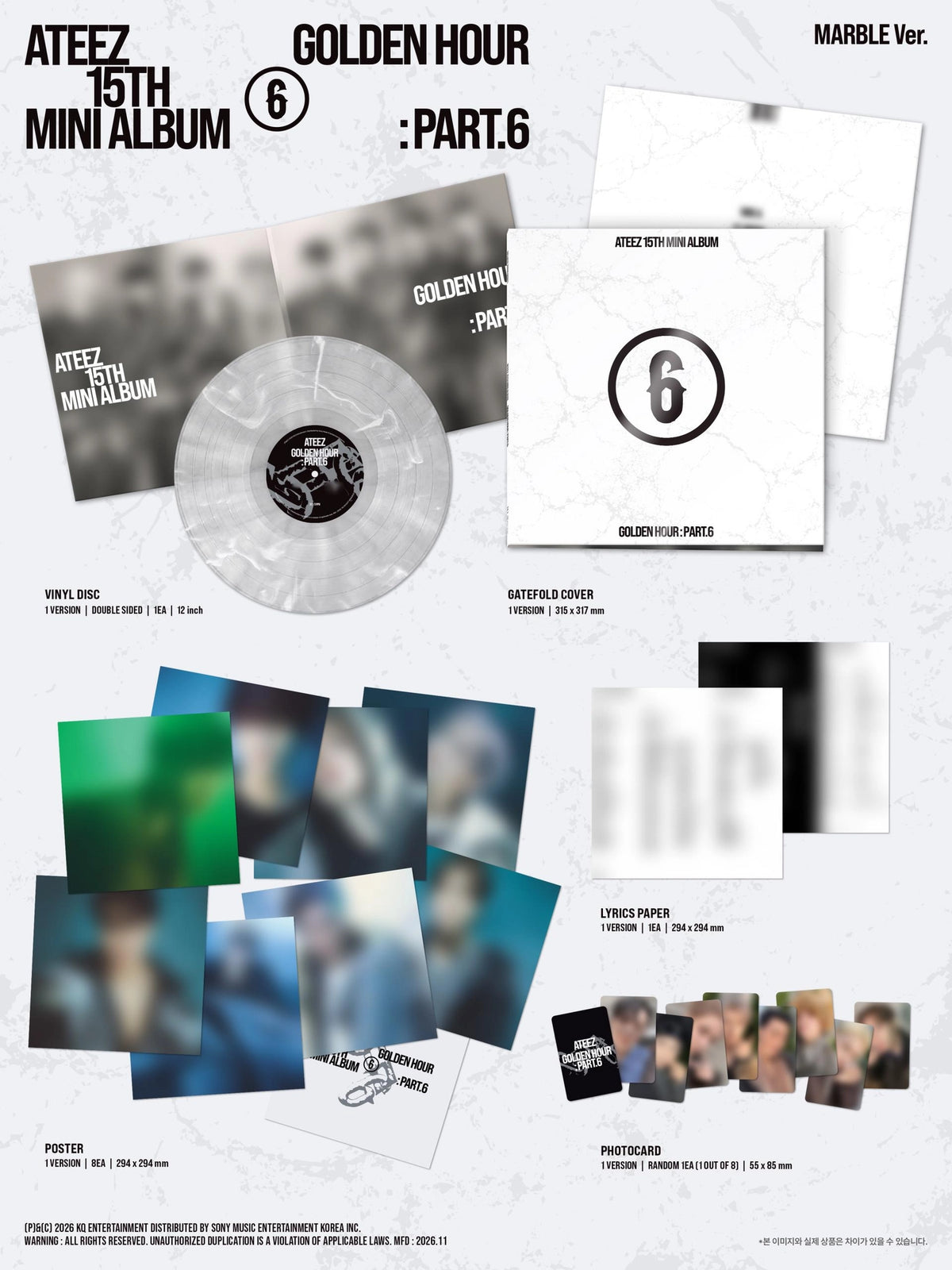 ATEEZ - 15TH MINI ALBUM [GOLDEN HOUR: PART.6] (MARBLE VER) (LP)