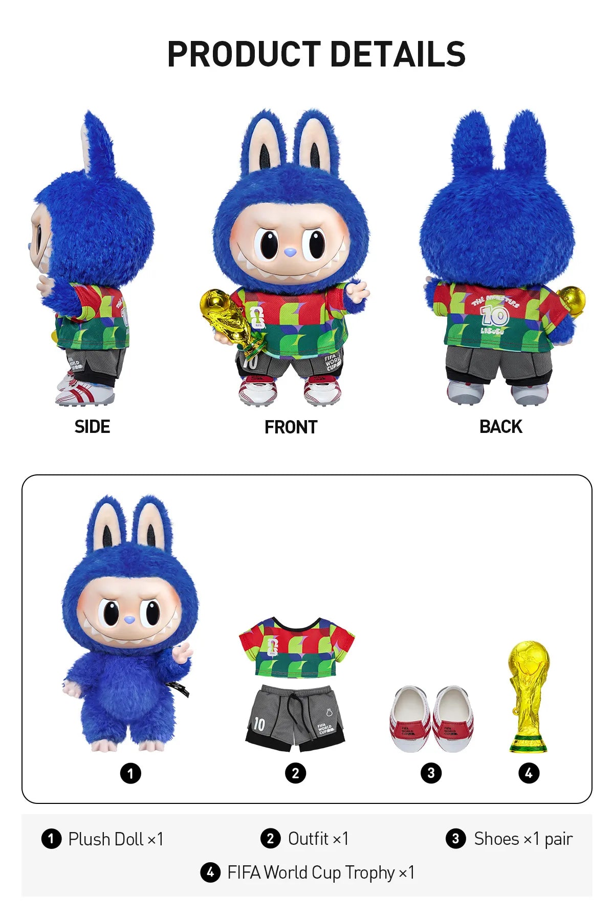 POP MART Authentic THE MONSTERS Labubu Plush Doll - FIFA SERIES