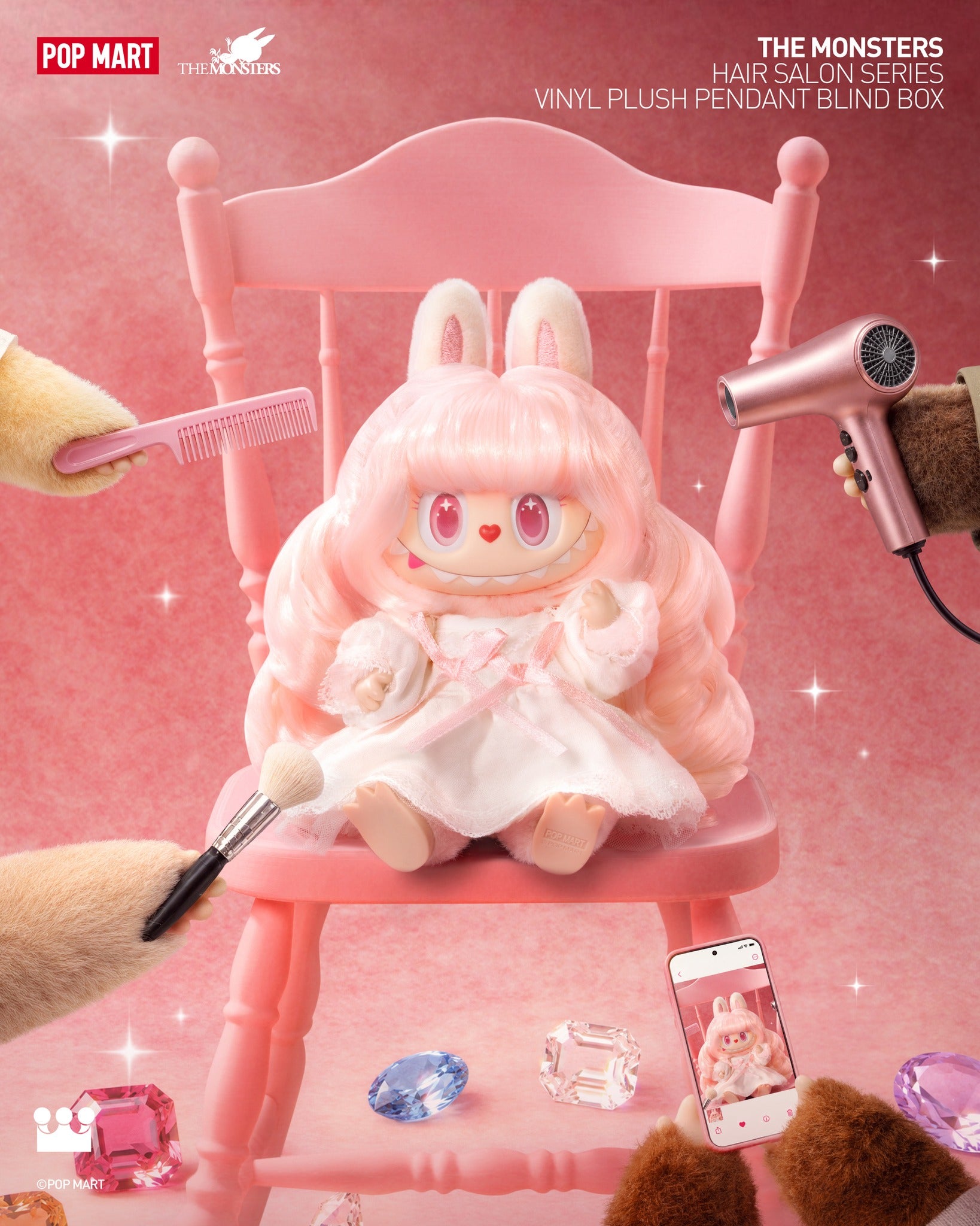 POP MART Authentic The MONSTERS Labubu Plush -Hair Salon Mystery Box
