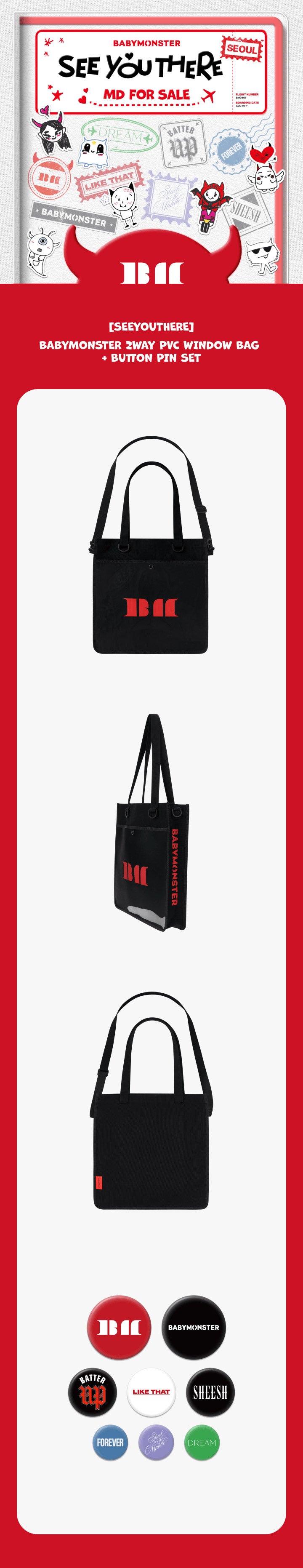 BABYMONSTER - SEE YOU THERE OFFICIAL MD - 2WAY PVC WINDOW BAG + BUTTON PIN SET