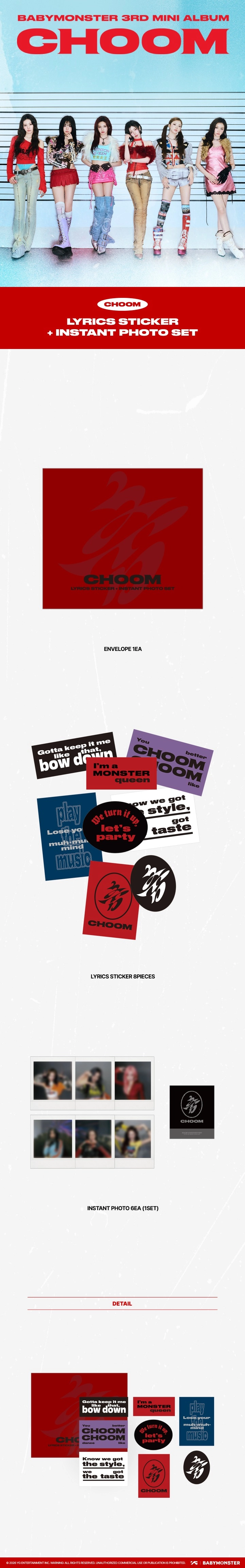 BABYMONSTER - [CHOOM] BABYMONSTER LYRICS STICKER + INSTANT PHOTO SET OFFICIAL MD