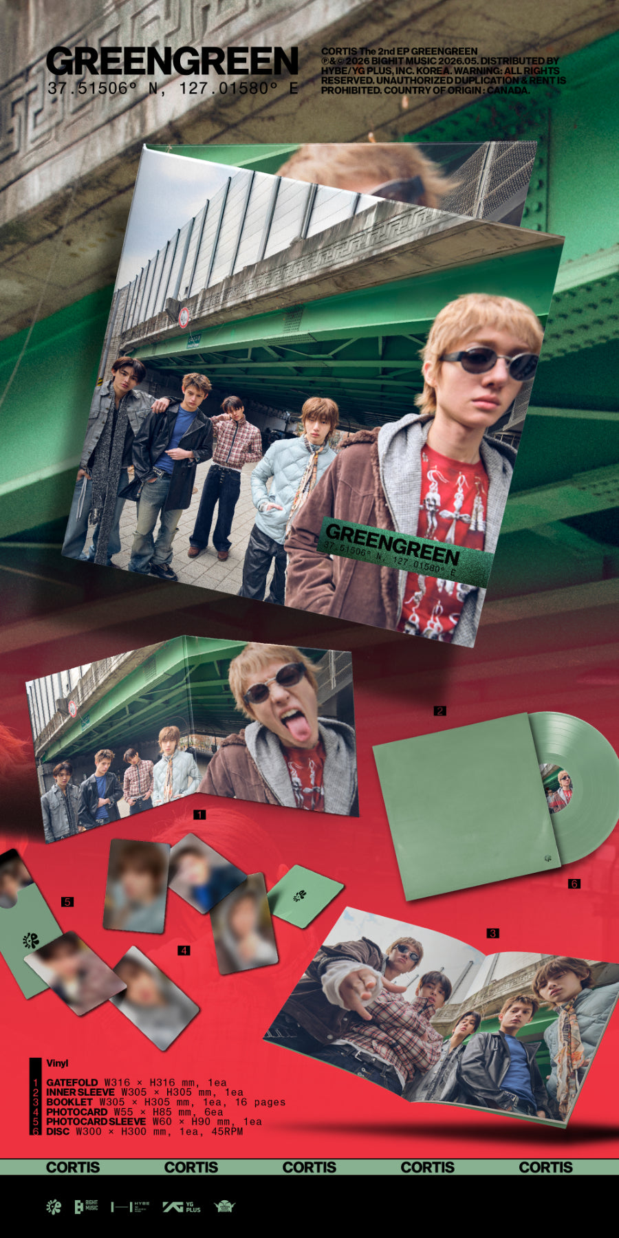 K-POP・アジア CORTIS GREENGREEN Vinyl CORTIS 2ND EP ALBUM - GREENGREEN (VINYL)