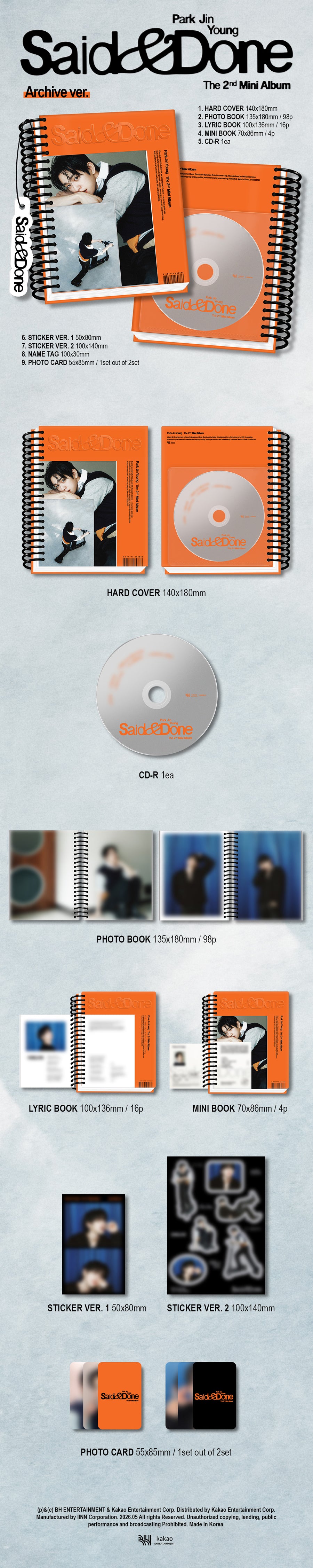 PARK JINYOUNG 2ND MINI ALBUM - SAID & DONE (ARCHIVE VER.)