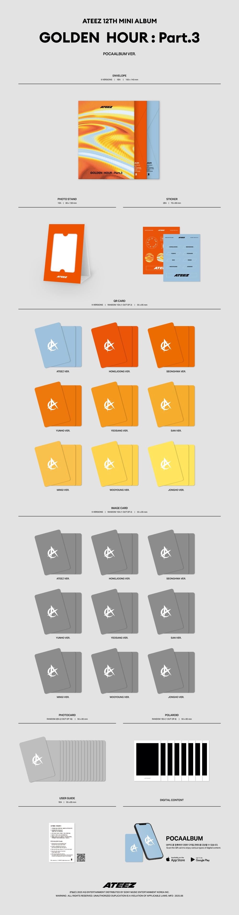 ATEEZ 12TH MINI ALBUM - GOLDEN HOUR : PART.3 (POCA)
