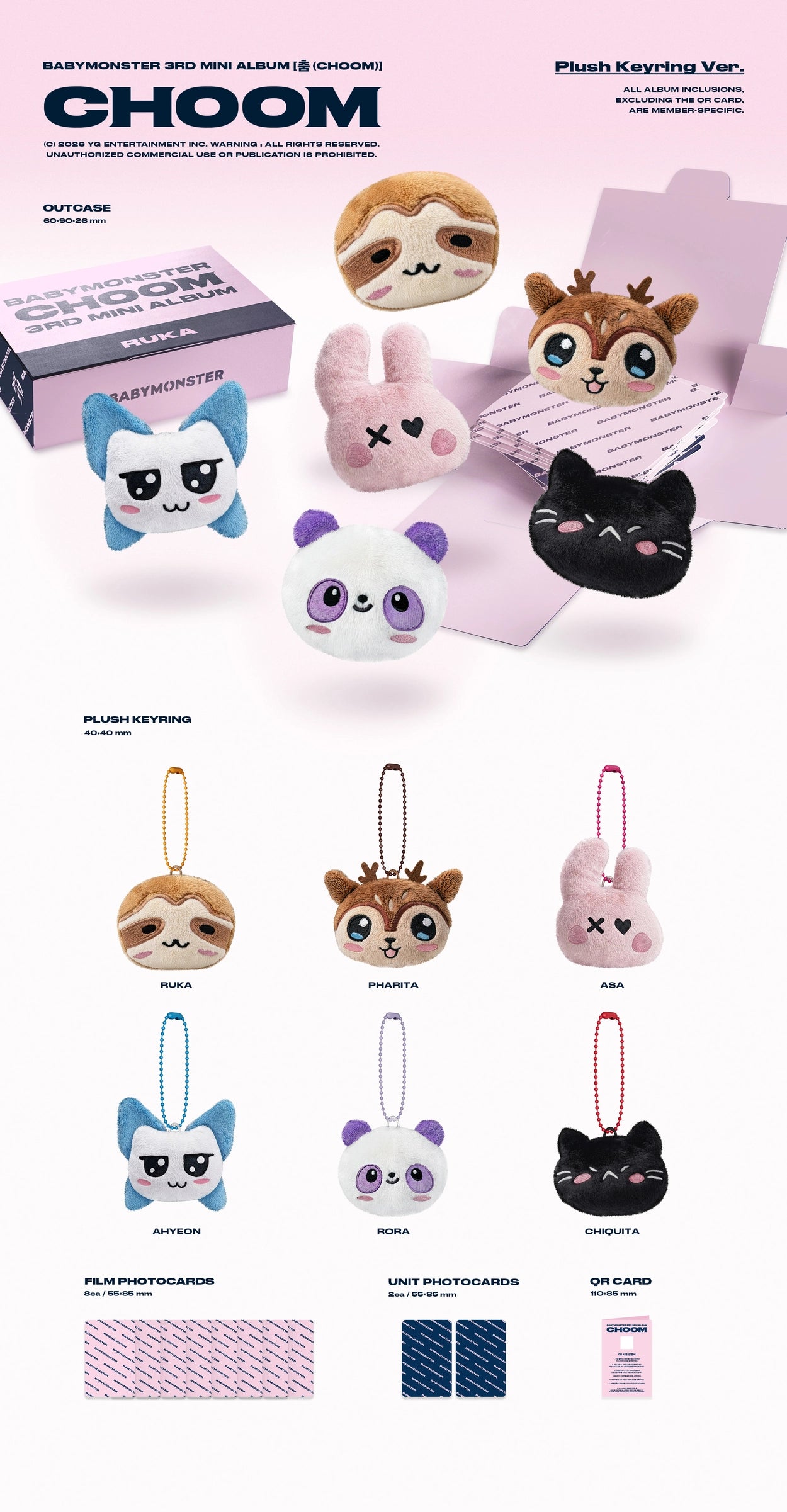 BABYMONSTER 3RD MINI ALBUM - CHOOM (PLUSH KEYRING VER.)