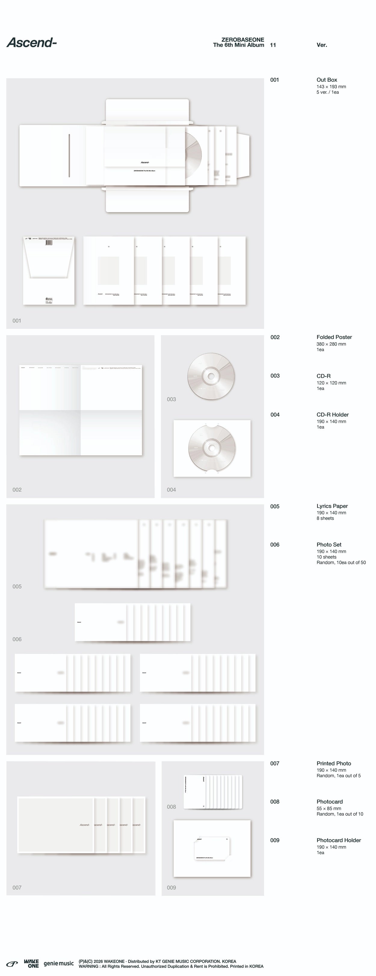 ZEROBASEONE THE 6TH MINI ALBUM - ASCEND- (11 VER.)