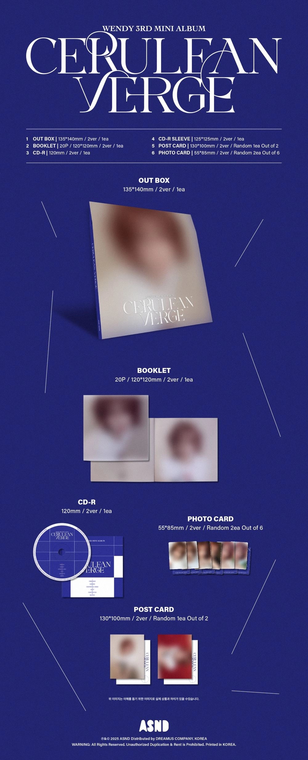 WENDY 3RD MINI ALBUM - CERULEAN VERGE (DIGIPACK VER.)