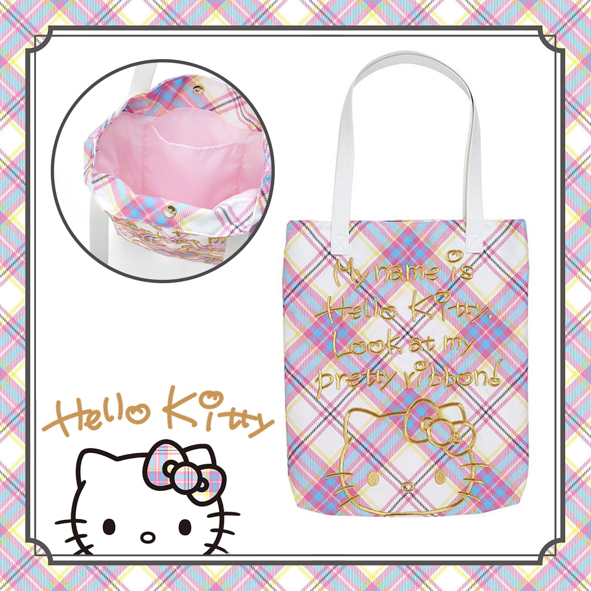 SANRIO© Hello Kitty 50th Anniversary Tote Bag Dress Tartan Ver. (Japan Limited Edition)