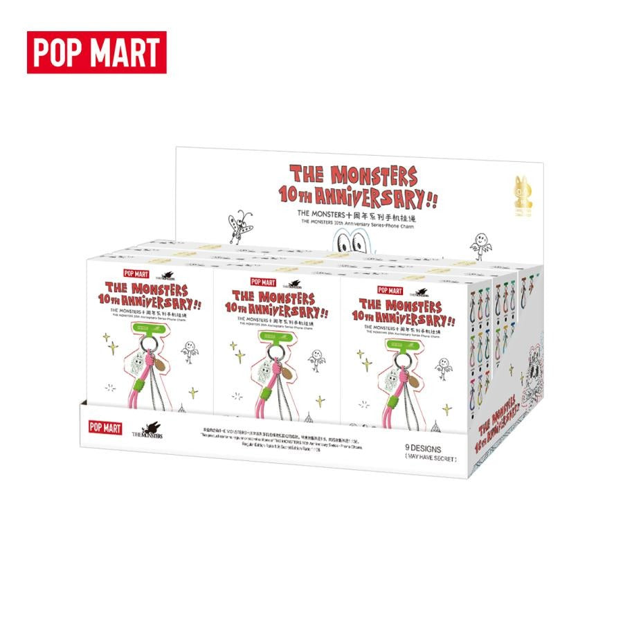 POP MART Authentic THE MONSTERS Labubu 10th Anniversary Series Phone Charm Mystery Box