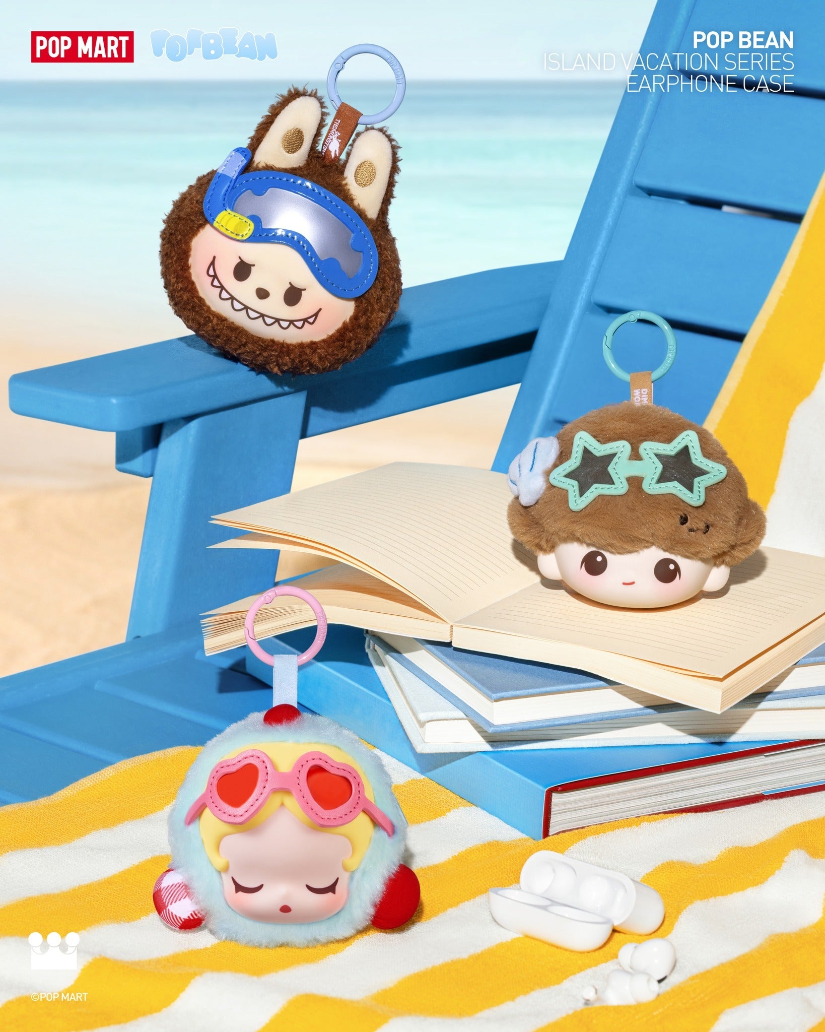 POP MART Authentic POP BEAN Island Vacation Series Mini Plush Mystery Box 6 Designs