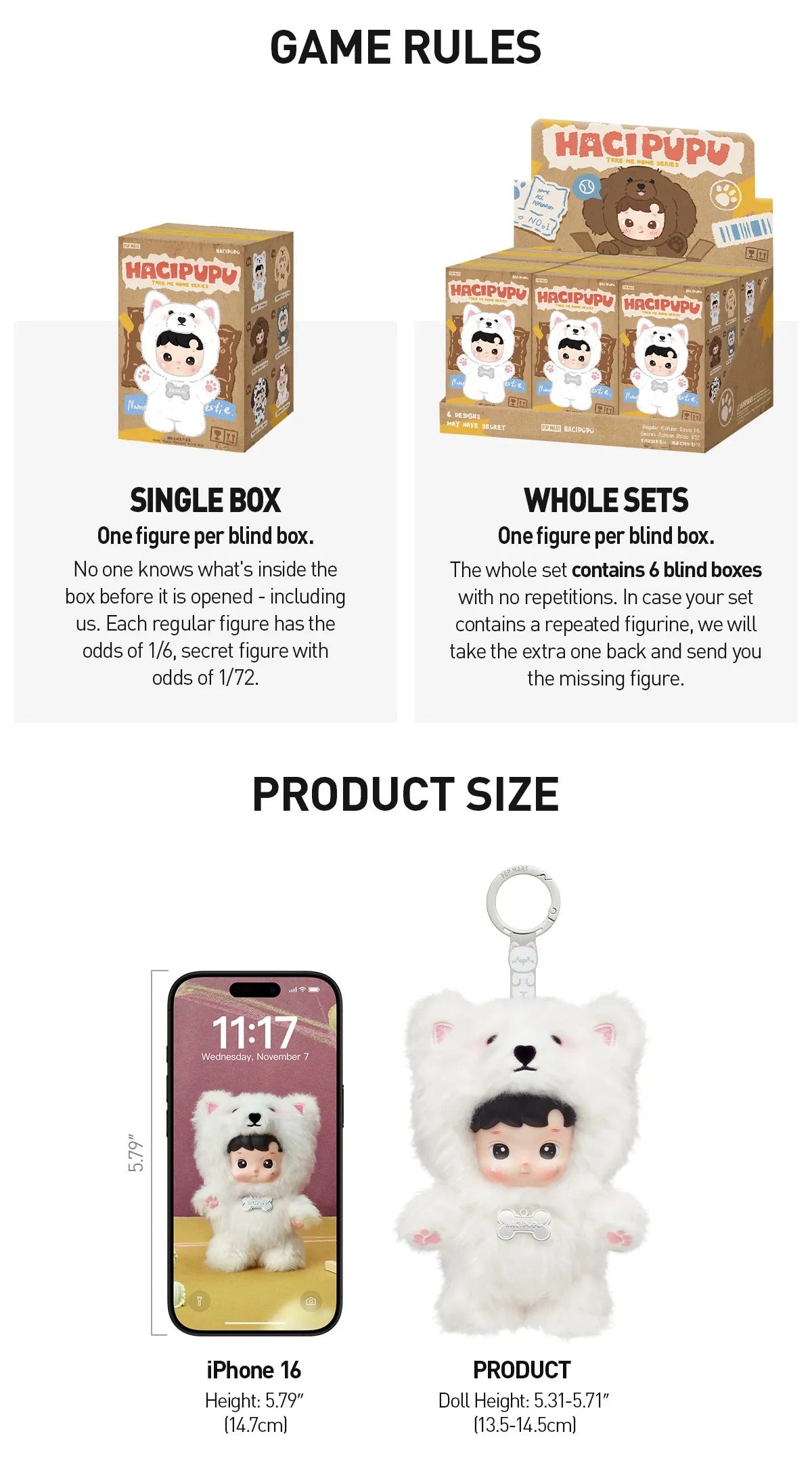 POP MART Authentic HACIPUPU Take Me Home Series Plush Mystery Box 6 Designs