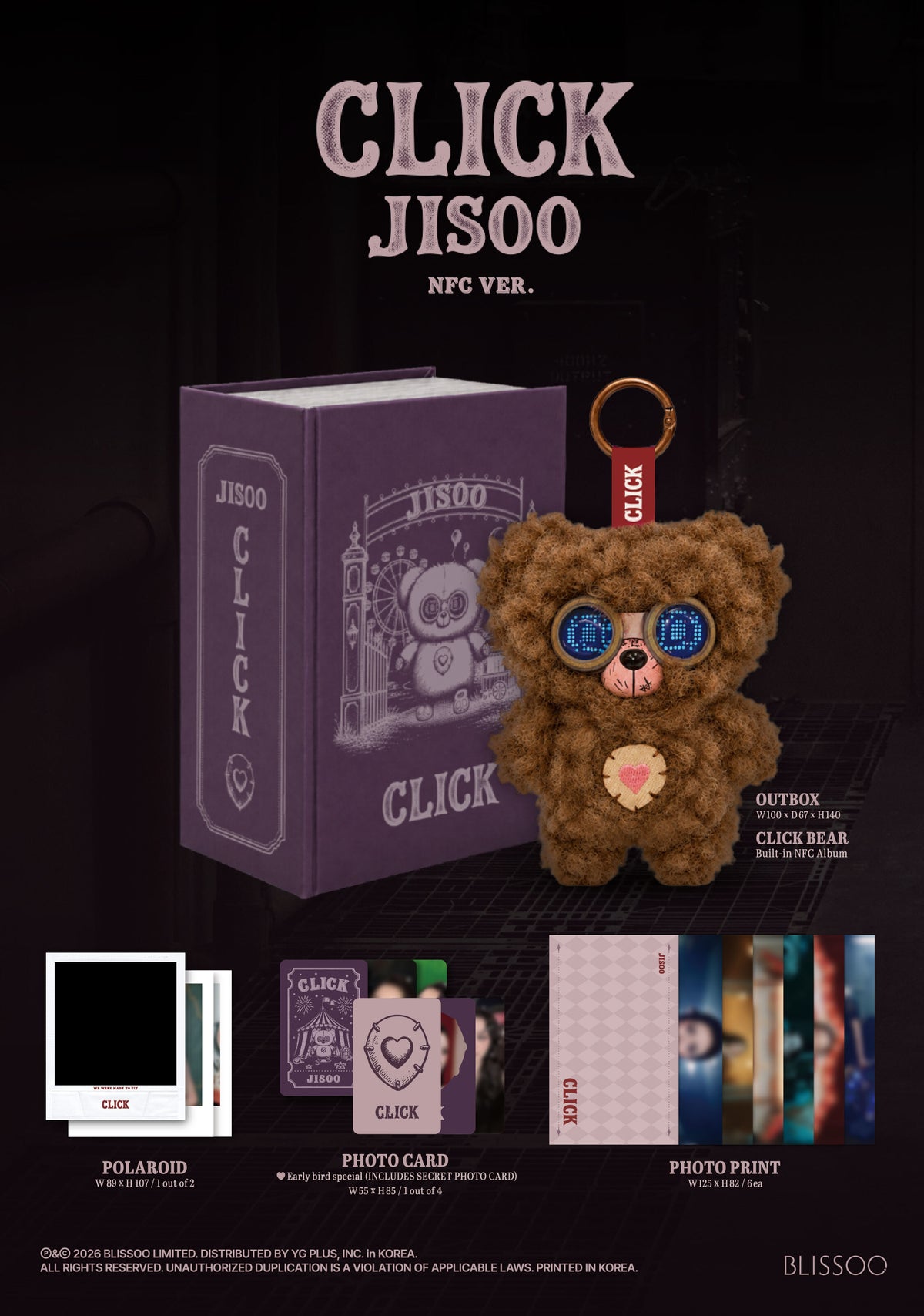 JISOO - Single Album [CLICK] CLICK BABY BEAR NFC VER.