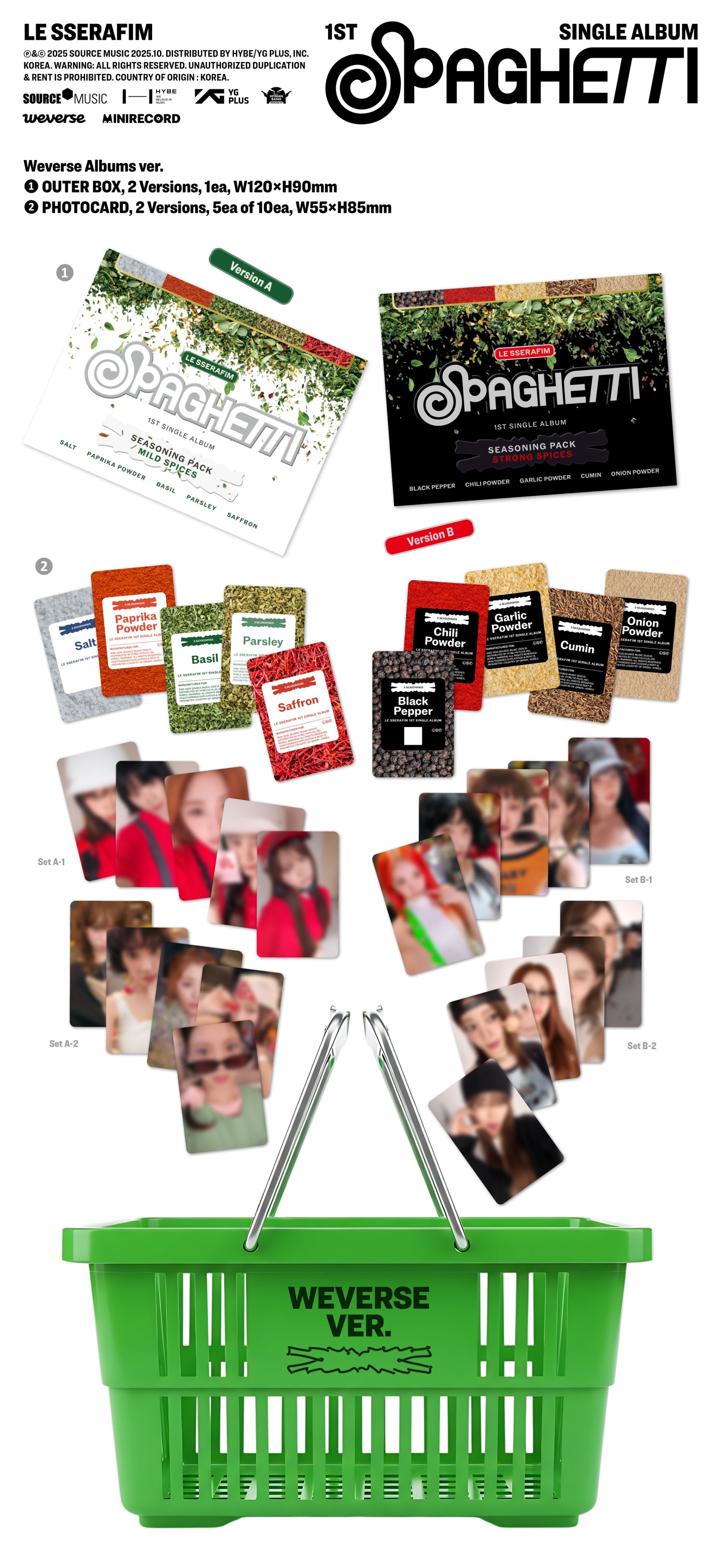 LE SSERAFIM 1ST SINGLE ALBUM - SPAGHETTI (WEVERSE ALBUMS VER.)