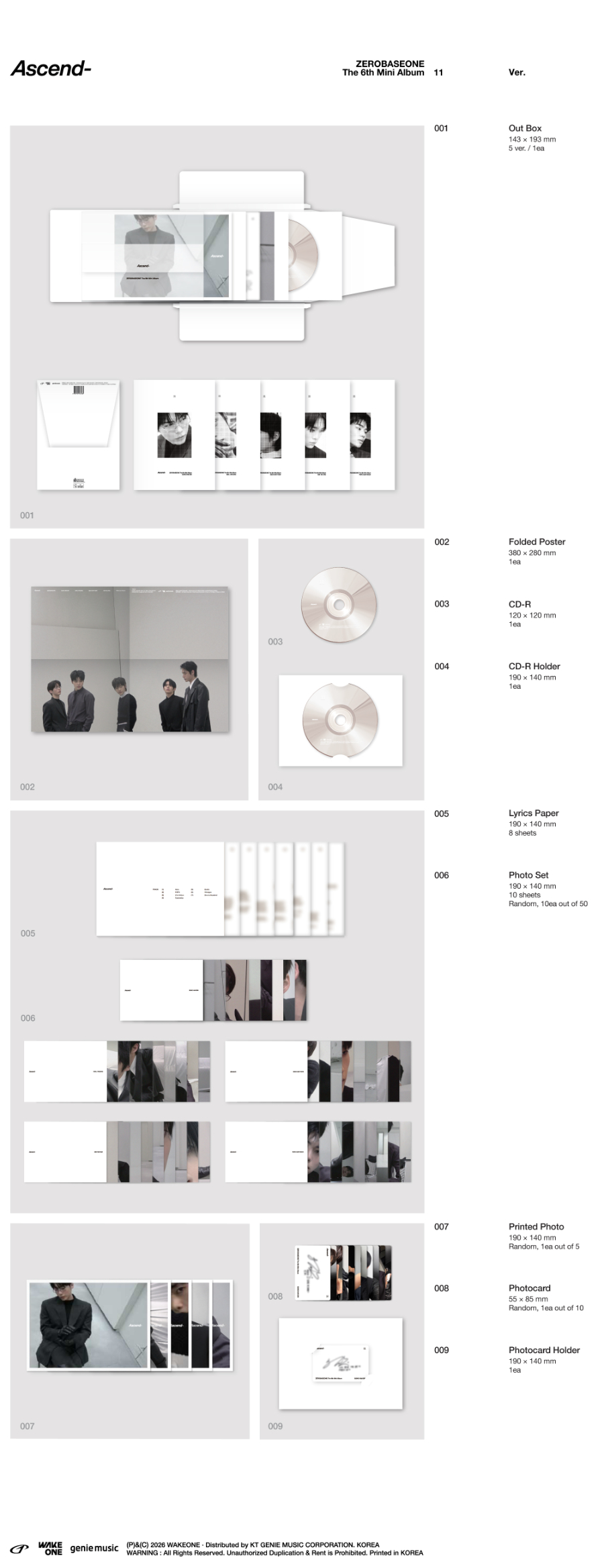 ZEROBASEONE THE 6TH MINI ALBUM - ASCEND- (11 VER.)