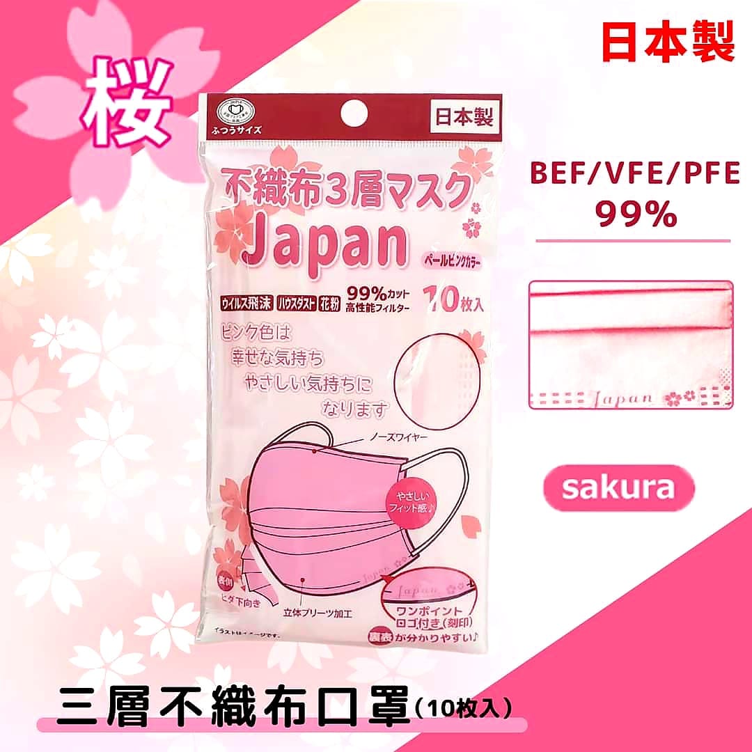Sakura Pink 99% Mask - Made In Japan (10in1 Pack)