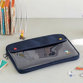 PEANUT SNOOPY 3 Size Computer Bag 11" 13" 15" White / Navy Blue