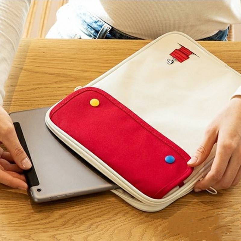 PEANUT SNOOPY 3 Size Computer Bag 11" 13" 15" White / Navy Blue