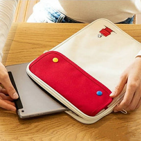 PEANUT SNOOPY 3 Size Computer Bag 11" 13" 15" White / Navy Blue