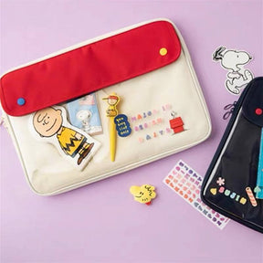 PEANUT SNOOPY 3 Size Computer Bag 11" 13" 15" White / Navy Blue