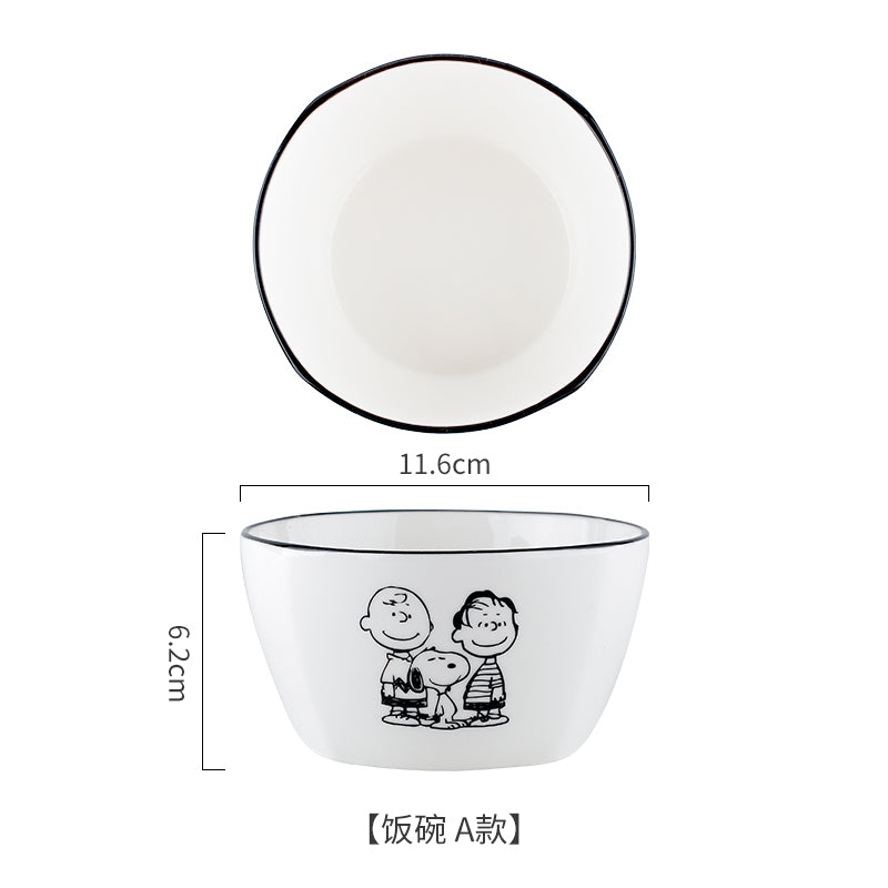 PEANUT SNOOPY© Black / White Bowl with Spoon