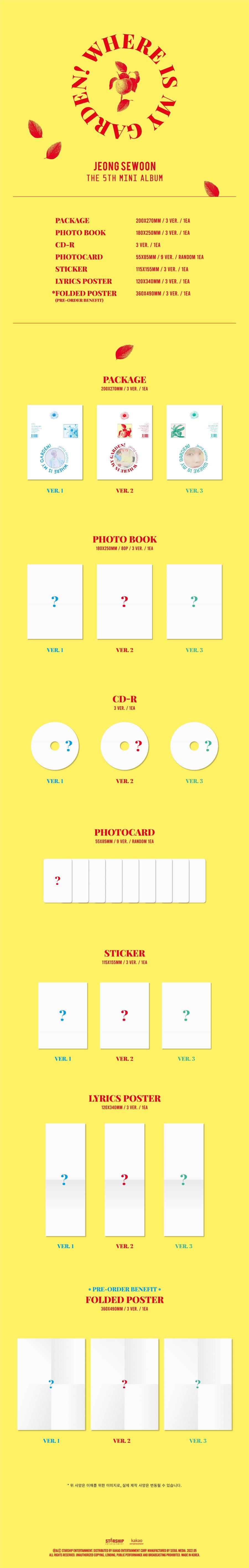 JEONG SE WOON MINI ALBUM VOL. 5 - WHERE IS MY GARDEN!